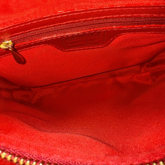 LAND Red Leather Snakeskin Glossy Cowhide Crossbody Bag w Gold Fringe Tassle EUC - Picture 11 of 13